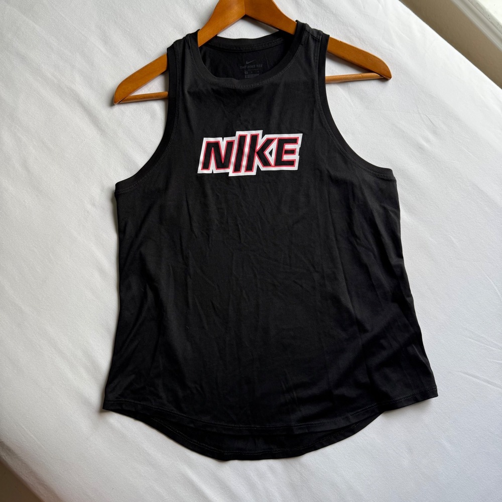 Nike Womens Dri-FIT Graphic Training Tank Top Black Red Size M